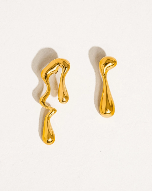 18K Gold Mismatch Drip Earring