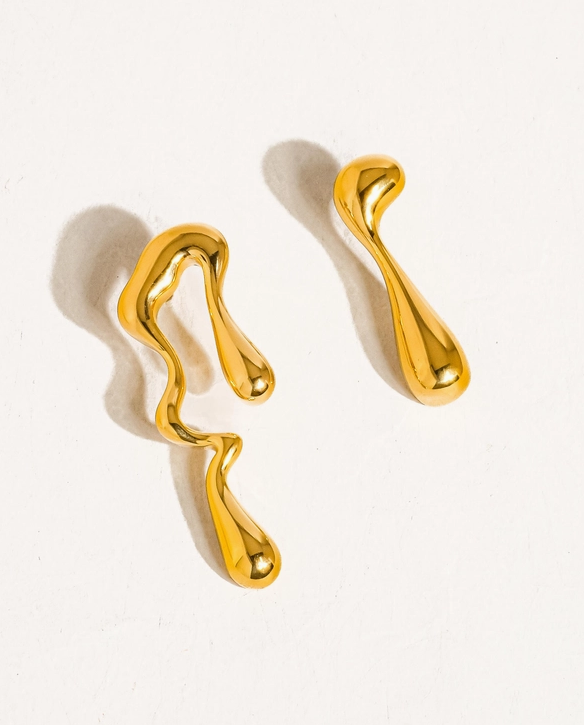 18K Gold Mismatch Drip Earring